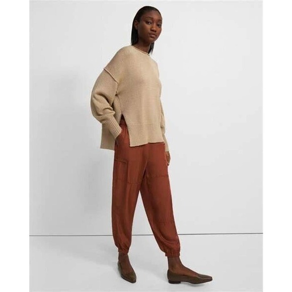 NWT Theory Flat Twill Slim Cargo Pants Women's Clay Size M $295 - Picture 1 of 11